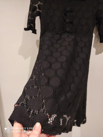 TOPSHOP Dantelli Siyah Mini Elbise